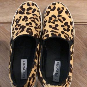 Steve Madden leopard calf hair sneakers